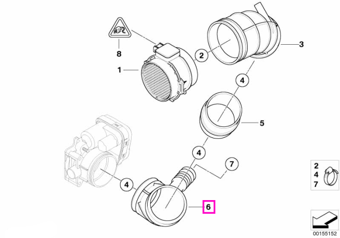 Cot admisie aer pentru clapeta acceleratie - BMW Seria 3 E46, Seria 5 E39, Seria 7 E38, Z3 E36