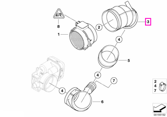 Burduf cauciuc admisie aer - BMW Seria 3 E46, Z3 E36