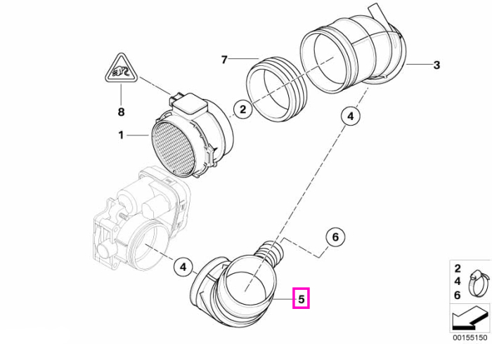 Burduf cauciuc admisie aer - BMW Z4 E85 - tip motor M54