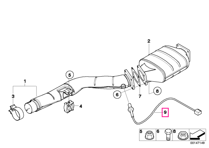Senzor temperatura gaze evacuare - BMW Seria 1 E81 E82 E87 E88 F20 F21, Seria 2 F22, Seria 3 E90 E91 E92 E93 F30 F31 F34, Seria 4 F32 F33 F36, Seria 5 E60 E61 F07 F10 F11, Seria 7 F01 F02, X1 E84, X3 F25, X5 E70 F15, X6 E71