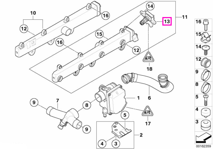 Senzor presiune si temperatura aer admisie, T-MAP - BMW Seria 3 E90 E92 E93 - tip motor S65