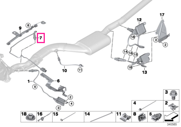 Sonda Lambda / Senzor oxigen, L=1020mm - BMW Seria 1 F20 F21, Seria 2 F22 F23, Seria 3 F30 F31 F34, Seria 4 F32 F33 F36, Seria 5 F10 F11