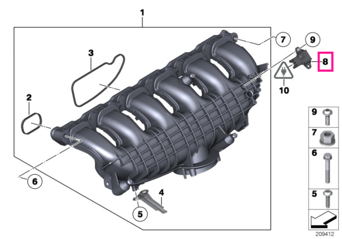 Senzor presiune galerie de admisie - BMW Seria 1, Seria 2, Seria 3, Seria 4, Seria 5, Seria 6, Seria 7, Seria 8, X1 E84, X3 F25, X4 F26, X5 E70 F15 G05 F85 F95 M, X6 E71 F16 G06 F86 F96 M, X7 G07, XM G09, Z4 E89