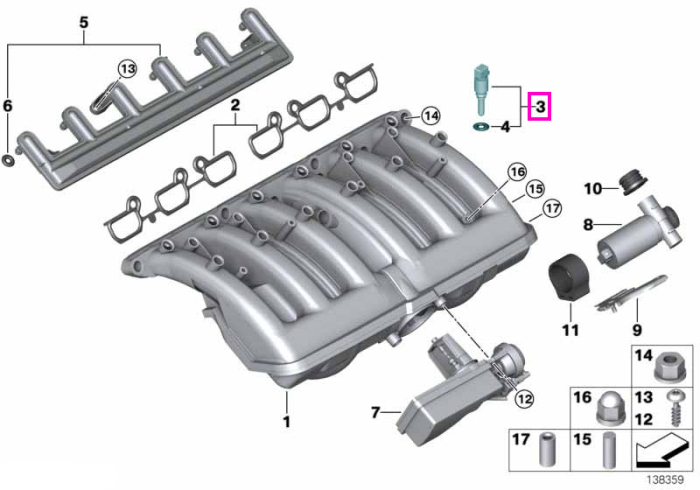 Senzor temperatura aer admisie - BMW Seria 3 E36 E46, Seria 5 E39, Seria 7 E38, Seria 8 E31, X3 E83, X5 E53, Z3 E36 - BMW Motorrad