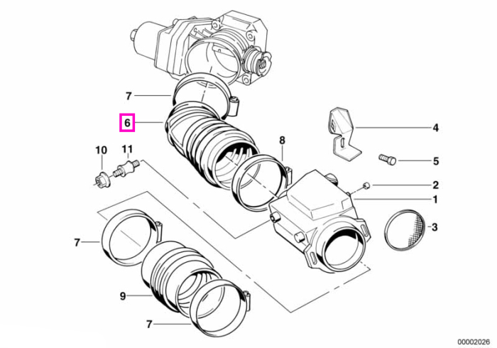 Cot furtun admisie aer, cilindrii 7-12 - BMW Seria 8 E31