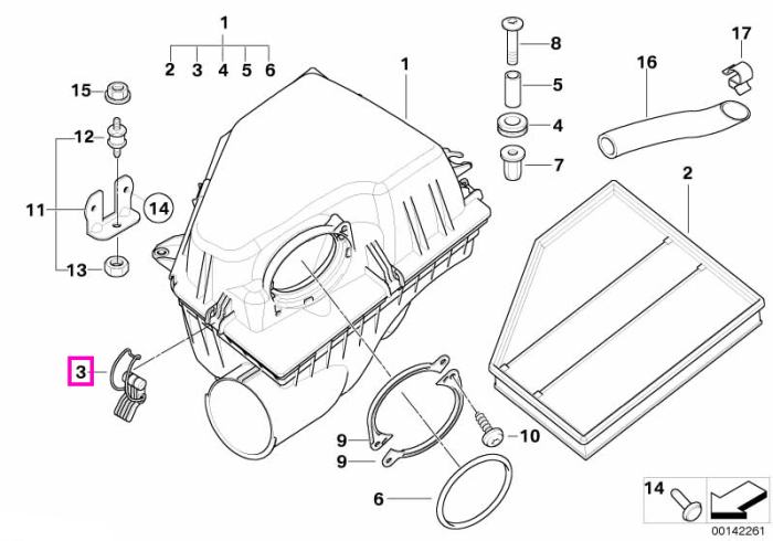 Element de tensionare sistem admisie aer - BMW Seria 5 E60 E61, Seria 6 E63 E64, Z4 E85 E86 - BMW Motorrad K42 (HP4), K46 (S 1000 RR), K47 (S 1000 R), K49 (S 1000 XR)