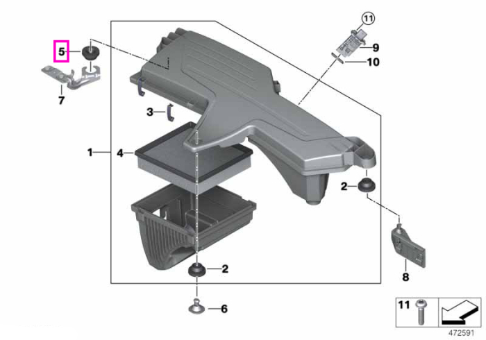 Tampon cauciuc cutie filtru aer - BMW Seria 1, Seria 2, Seria 3, Seria 4, Seria 5, Seria 6, Seria 7, Seria 8, i8, MS, X3, X3L, X4, X5, X6, X7, Z4 - Mini Cabrio, Clubman, Countryman, Coupe, Paceman, R56, Roadster