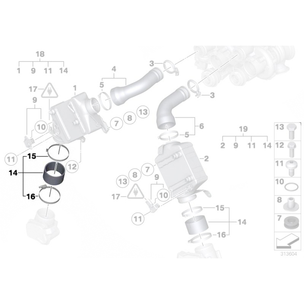 Conducta intercooler - BMW Seria 5 F07, F10, F11, Seria 6 F06, F12, F13, X5 E70, F15, F10, X6 E71, E72, F16, Seria 7 F01, F02, F03, F04, X5 E70