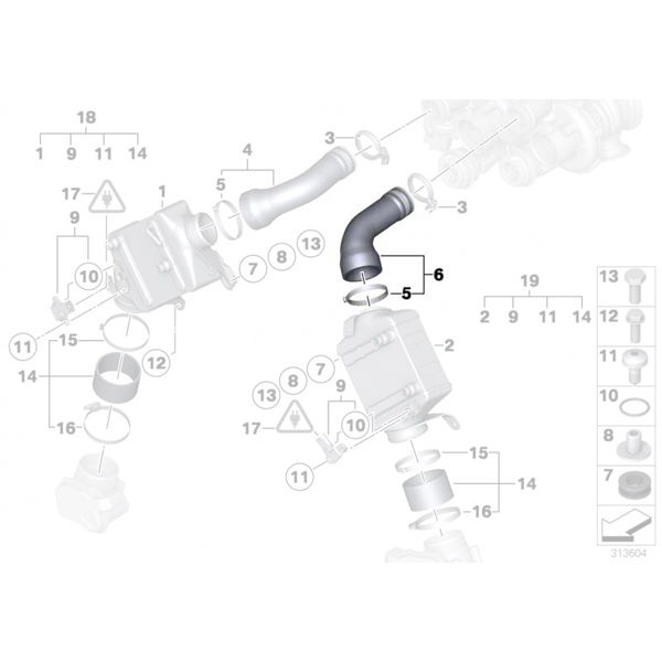 Conducta intercooler - BMW Seria 5 F07, F10, F11, Seria 6 F06, F12, F13, Seria 7 F01, F02, F04, X5 E70, F15, X6 E71, E72, F16