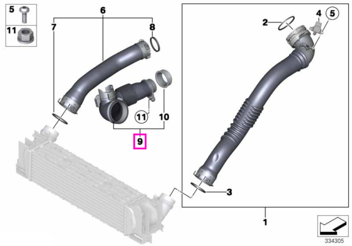 Tub admisie aer - BMW Seria 1 F20 F21, Seria 2 F22 F23, Seria 3 F30 F31 F34 F35, Seria 4 F32 F33 F36, Seria 5 F07 F10 F11 F18, X1 E84, X3 F25, X4 F26, X5 F15, X6 F16, Z4 E89