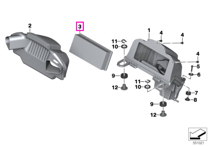 Filtru aer motor - BMW Motorrad K48 (K 1600 GT, K 1600 GTL), K61 (K 1600 Bagger)