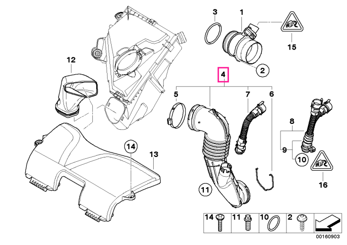 Conducta aer filtrat, admisie motor - BMW Seria 1 E81 E82 E87 E88, Seria 3 E90 E91, X1 E84