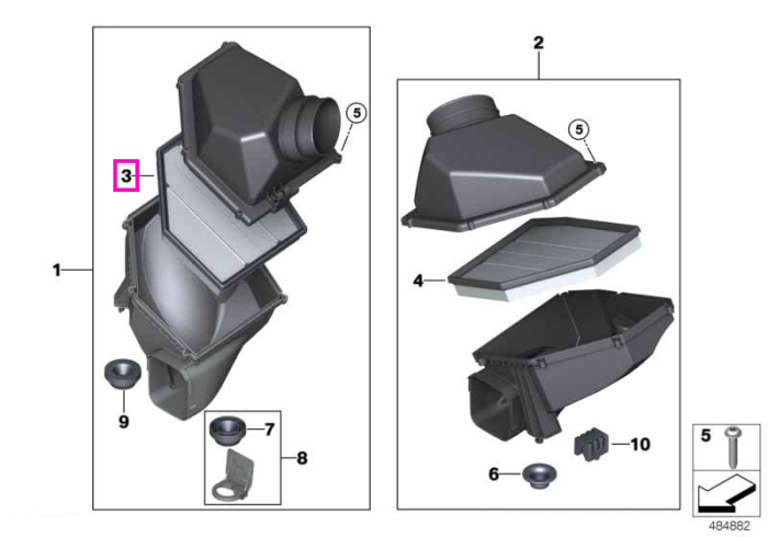 Element filtru aer motor, cilindrii 1-4 - BMW Seria 5 F90 M5, Seria 8 F91 F92 F93 M8 - tip motor S63M