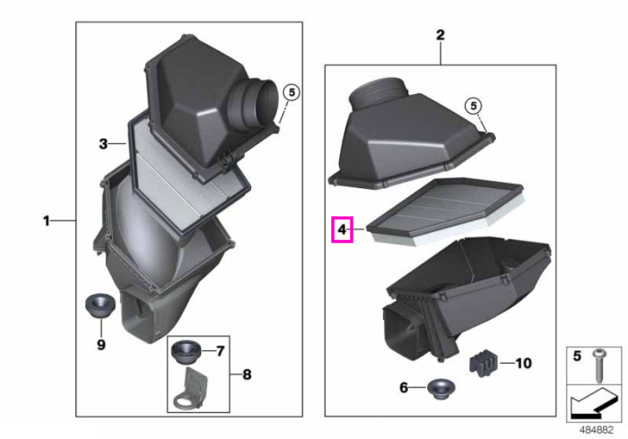 Element filtru aer motor, cilindrii 5-8 - BMW Seria 5 F90 M5, Seria 8 F91 F92 F93 M8 - tip motor S63M