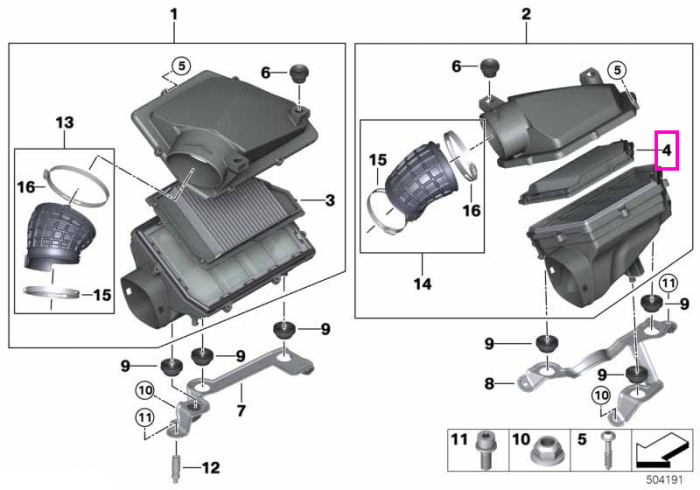 Filtru aer motor, cilindrii 5-8 - BMW X5 G05, X6 G06, X7 G07	
