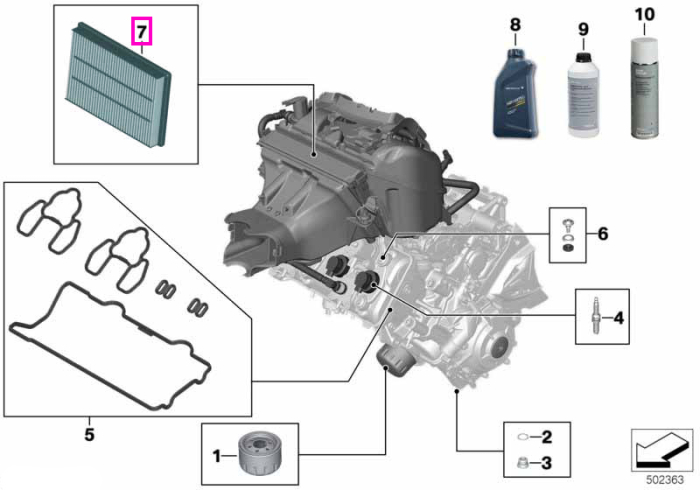 Filtru aer motor - BMW Motorrad K63 (S 1000 R), K66 (M 1000 RR), K67 (S 1000 RR), K69 (S 1000 XR), KM3 (M 1000 R), KM9 (M 1000 XR)