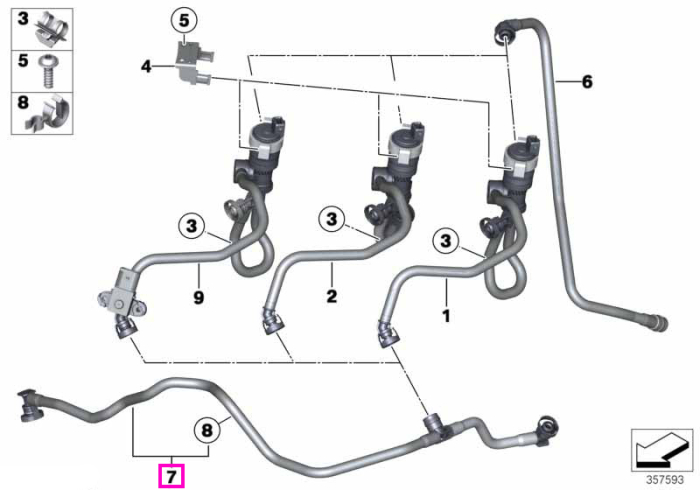 Conducta aerisire rezervor combustibil - BMW Seria 1 F20 F21, Seria 2 F22 F23, Seria 3 F30 F31 F34 F35, Seria 4 F32 F33 F36, X1 E84, X3 F25, X4 F26, Z4 E89