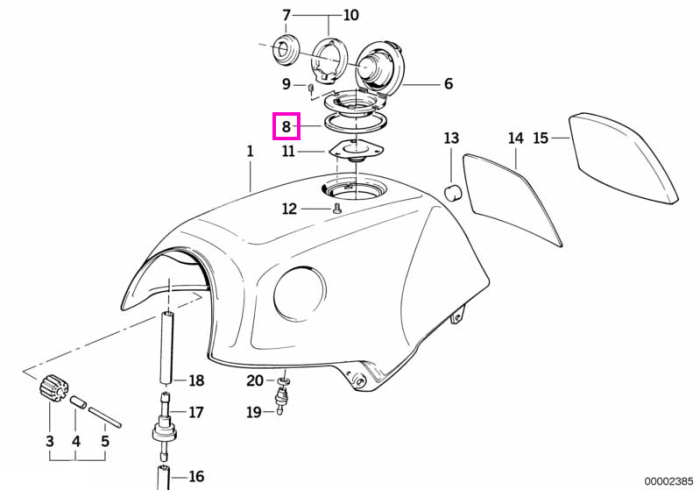 Garnitura inelara buson alimentare rezervor - BMW Motorrad K569 (K 75, K 75 C, K 75 S, K 75 RT), K589 (K 100, K 100 RS, K 100 RT, K 100 LT, K 1, K 1100 RS, K 1100 LT)