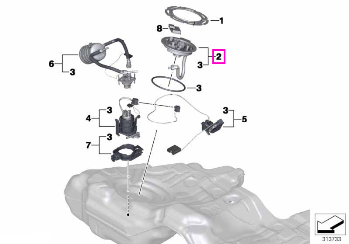 Kit reparatie capac flansa, sistem alimentare carburant - BMW Seria 7 F01 F02 F04