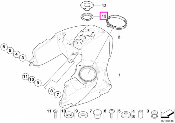 Garnitura etansare capac alimentare combustibil - BMW Motorrad K14, K25, K26, K28, K40, K41, K43, K44, K589, R13 - tip motor A81