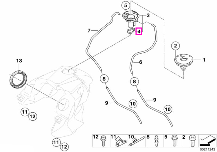Garnitura gat umplere rezervor - BMW Motorrad K21, K22, K23, K25, K26, K27, K29, K32, K33, K42, K46, K47, K48, K71, K73, K75