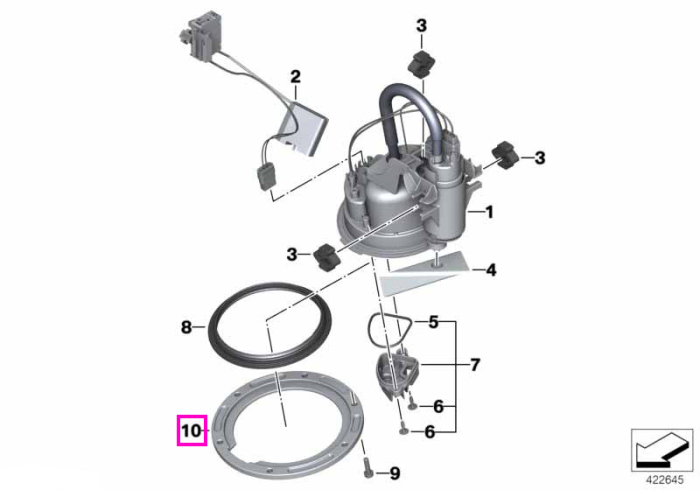 Inel fixare pompa combustibil - BMW Motorrad K34, K35, K42, K46, K47, K63, K66, K67, K80, K81, K82, KA1, KA2, KA3, KA4, KA5, KM3, KR1, KR2, KR3
