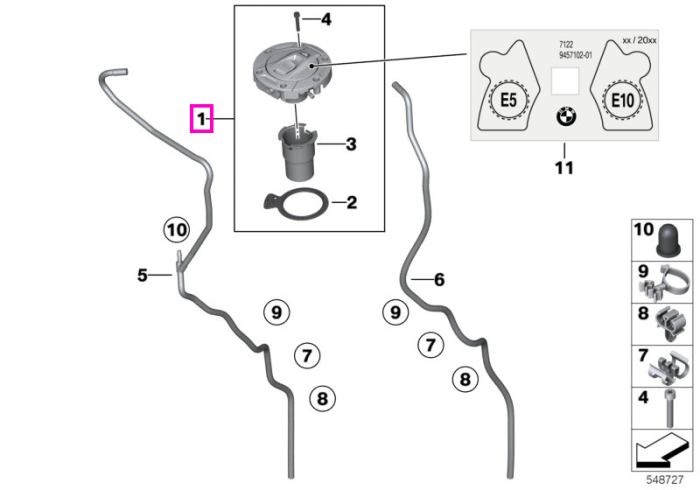 Buson rezervor combustibil - BMW Motorrad K51 (R 1200 GS Adv., R 1250 GS Adv.) - tip motor A74