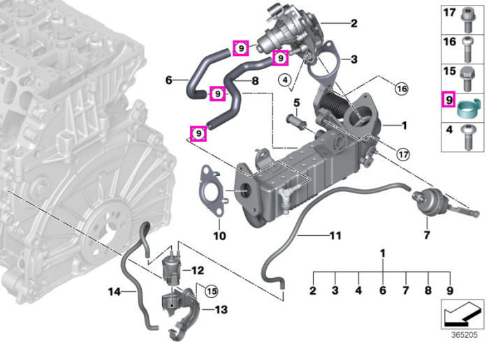 Colier metalic fixare conducte, 13.1–15.3 mm - BMW - Mini - BMW Motorrad