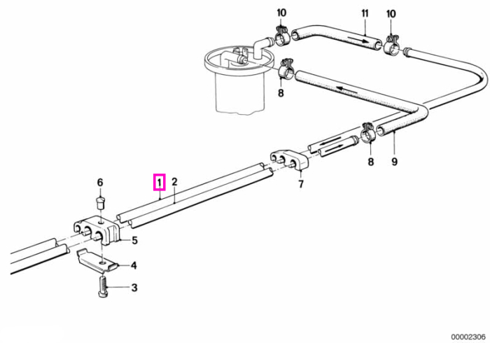 Conducta tur combustibil, L=1893mm - BMW Seria 3 E30