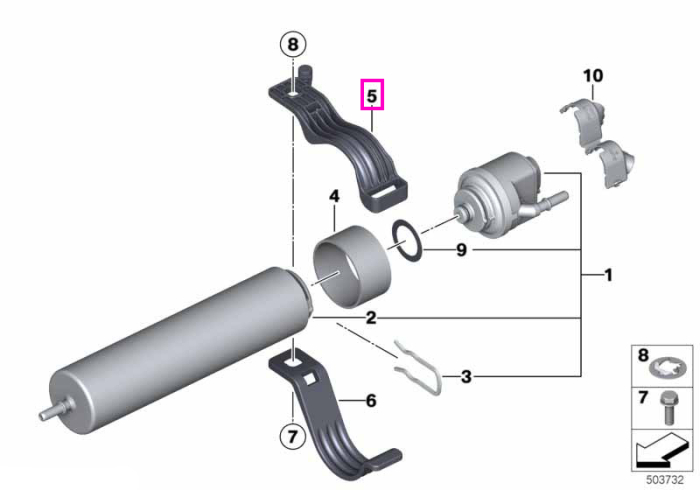Suport filtru combustibil - BMW Seria 1 F20 F21, Seria 2 F22 F23 F87 M2, Seria 3 F30 F31 F34 F35 F80 M3, Seria 4 F32 F33 F36 F82 F83 M4
