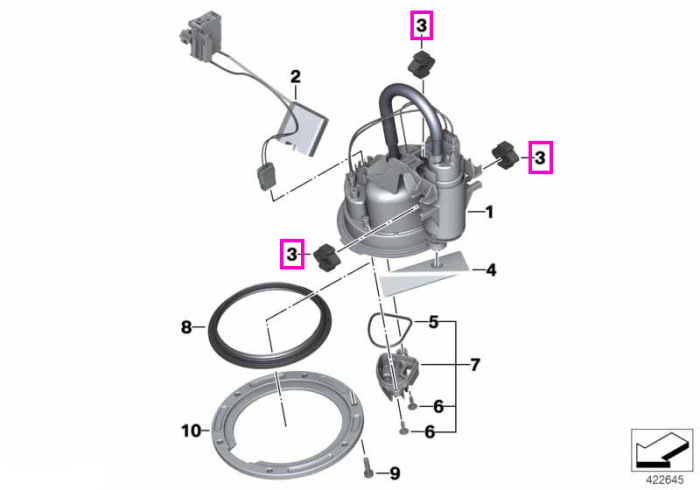 Tampon de cauciuc pompa de combustibil - BMW Seria 8 E31 - BMW Motorrad A40, K21, K22, K23, K25, K26, K28, K29, K32, K33, K40, K42, K43, K44, K46, K47, K48, K61