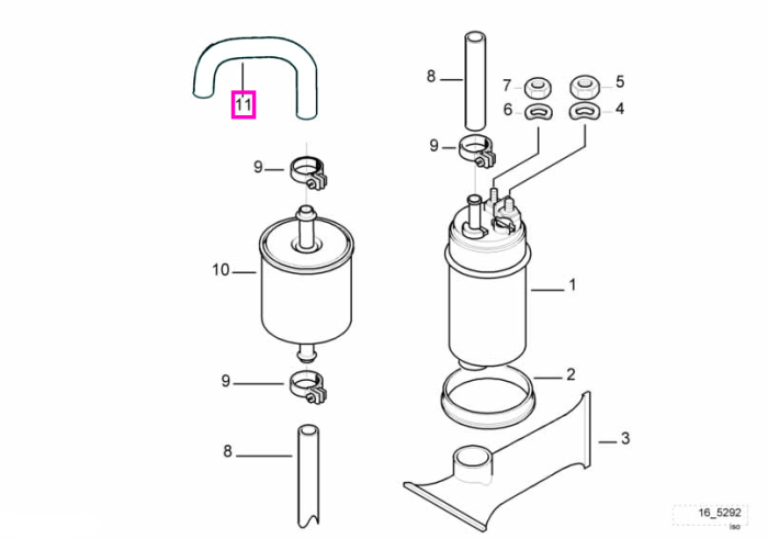 Furtun combustibil in forma de "U" - BMW Motorrad 259C, 259, 259R, A61, K30, K41, K589, G21, G22, G28