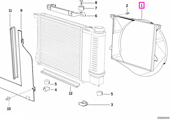 Carcasa ventilator radiator, D=380mm - BMW Seria 3 E30 - tip motor M40