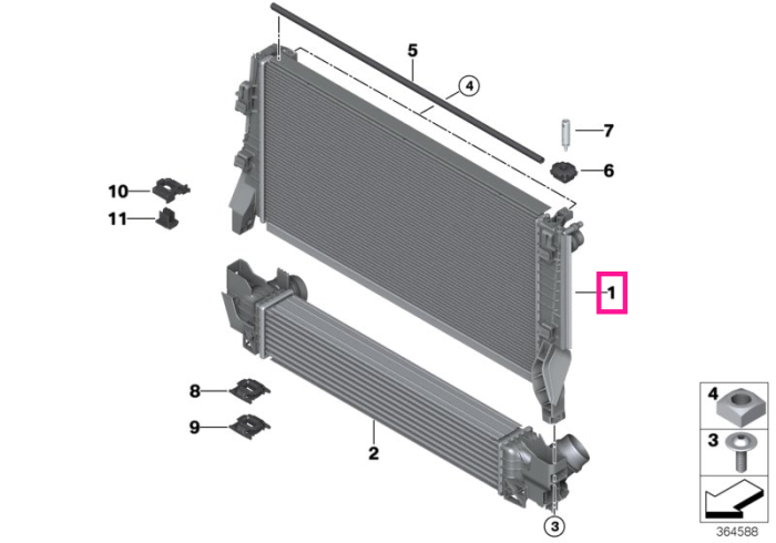 Radiator racire motor - BMW Seria 2 F45, X1 F48, X2 F39 - Mini Clubman F54, Countryman F60, F56