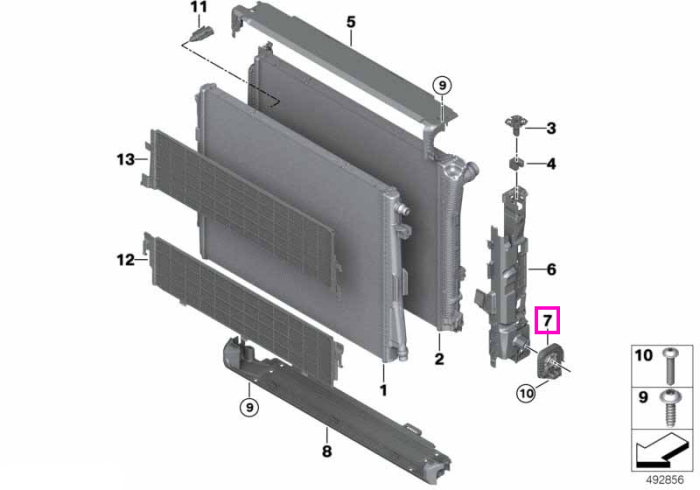Suport fixare modul racire, stanga - BMW Seria 2 G42 G87 M2, Seria 3 G20 G28 G80 G81 M3, Seria 4 G22 G23 G26 G82 G83 M4, i3 G28, i4 G26, iX I20, MS BMW Motorsport, Z4 G29
