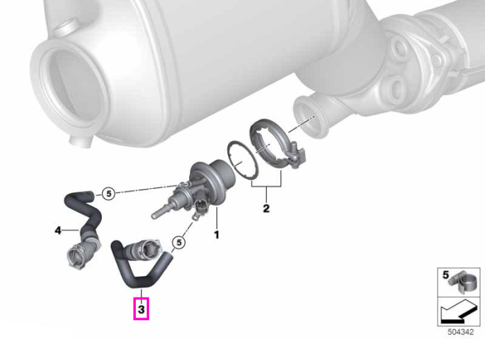 Conducta lichid racire chiulasa la modul dozare SCR - BMW Seria 5 F07 F10 F11, Seria 7 F02