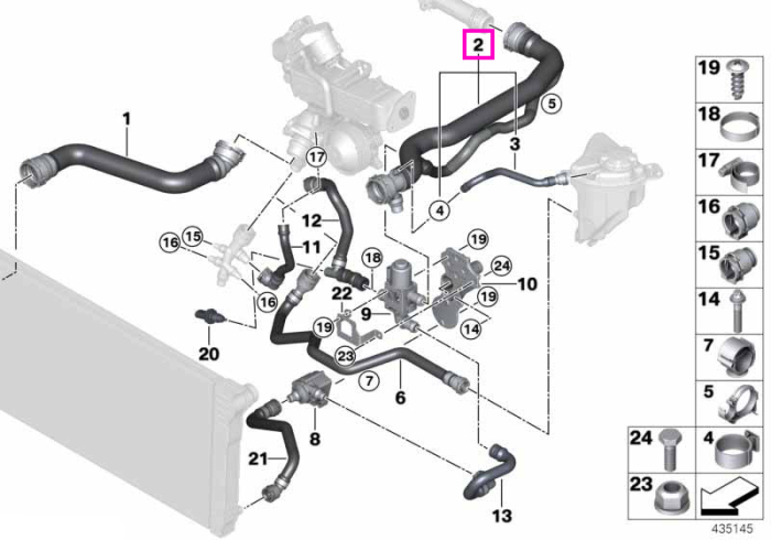Furtun lichid racire - BMW Seria 5 F10 F11