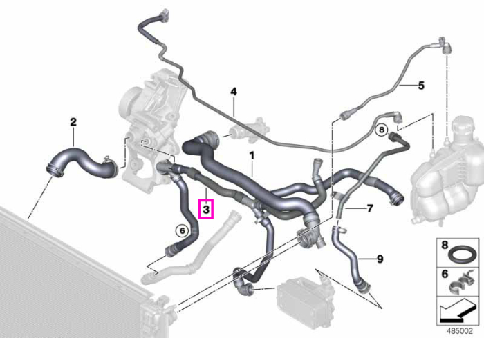 Conducta vas expansiune-pompa incalzire - BMW X1 F48, X2 F39 - tip motor B47