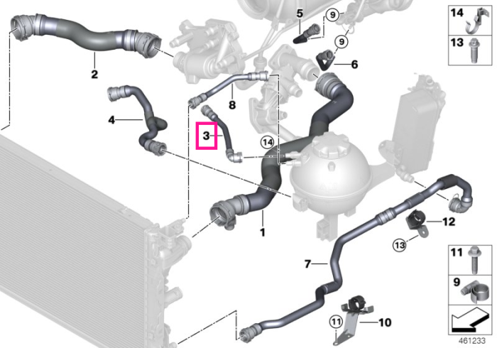 Conducta, chiulasa/vas expansiune - BMW Seria 5 G30 G31, Seria 6 G32, Seria 7 G11 G12, Seria 8 G14 G15 G16