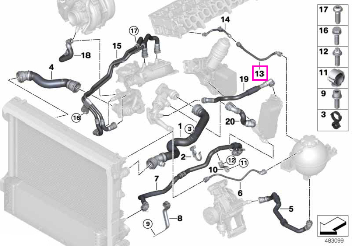 Furtun chiulasa-vas expansiune - BMW X3 G01, X4 G02 - tip motor B57