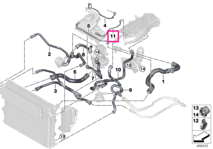 Venting line for charge air cooler - BMW