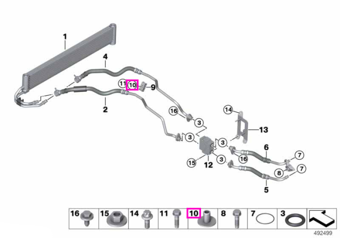 Bucsa fixare conducta racitor ulei - BMW Seria 1, Seria 2, Seria 3, Seria 4, Seria 5, Seria 6, Seria 7, X1, X3, X5, X6, Z4