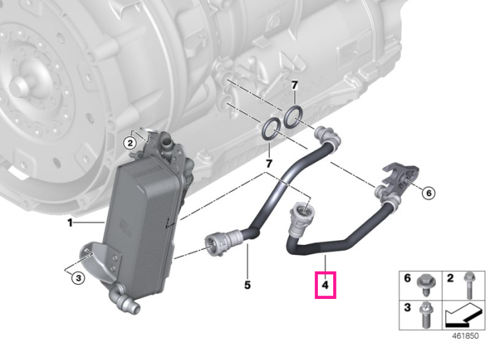 Conducta racire ulei transmisie, retur - BMW Seria 2 G42, Seria 3 G20 G21 G28, Seria 4 G22 G23 G26, Seria 5 G30 G31 G38, Seria 6 G32, Seria 7 G11 G12, X3 G01 G08, X4 G02, X5 G05	