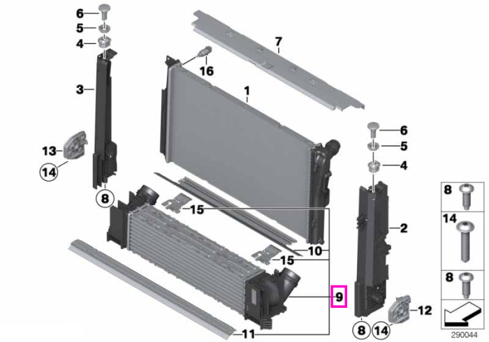 Intercooler - BMW Seria 1 F20 F21, Seria 2 F22 F23, Seria 3 F30 F31 F34 F35, Seria 4 F32 F33 F36