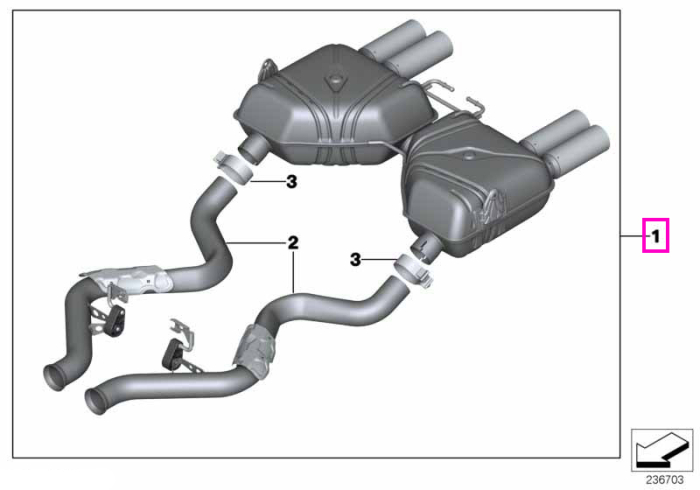 Ansamblu evacuare spate "M Performance", toba Inconel cu terminale titan 4x74mm - BMW Seria 3 E92 E93, M3 - tip motor S65