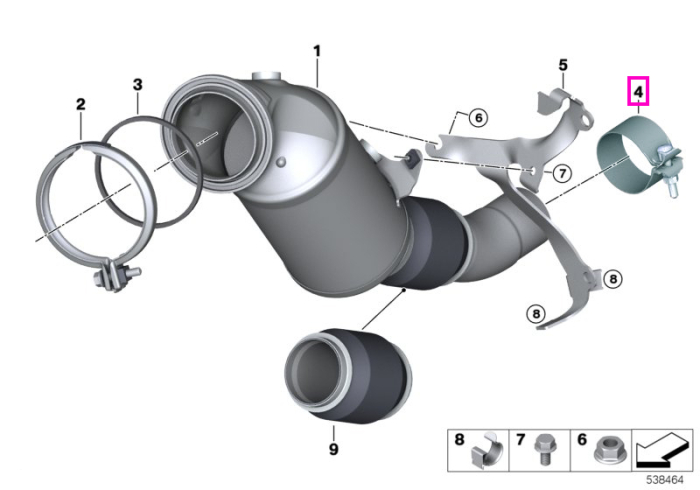 Colier toba evacuare (D=80,0x37mm) - BMW Seria 1, Seria 2, Seria 3, Seria 4, Seria 5, Seria 6, Seria 7, TMC, X3, X4, X5, X6, X7, XM, Z4