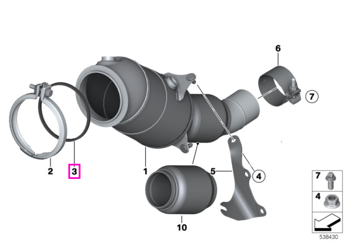 Garnitura inelara catalizator - BMW Seria 1, Seria 2, Seria 3, Seria 4, Seria 5, Seria 6, Seria 7, i8, MS, TMC, X1, X1L, X2, X3, X3L, X4, X5, X5L, X6, X7, XM, Z4, Zinoro - Mini Cabrio, Clubman, Countryman, F55, F56, F65, F66