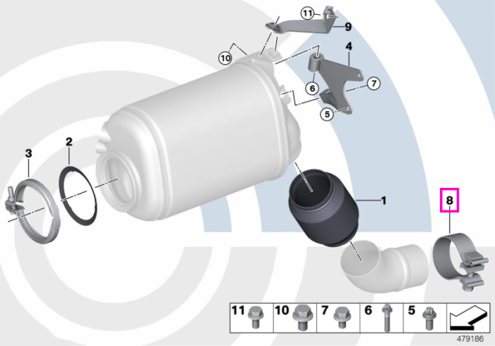 Colier sistem evacuare, D=75.9x31.8mm - BMW Seria 3 E90 E91 E92 E93, Seria 5 E60 E61 F07 F10 F11 G30 G31, Seria 6 E63 E64 F06 F12 F13, Seria 7 F01 F02 G11 G12, Seria 8 G14 G15 G16, X3 E83, X5 E70 F15 G05 M F95, X6 E71 E72 Hybrid F16 G06 M F96, X7 G07