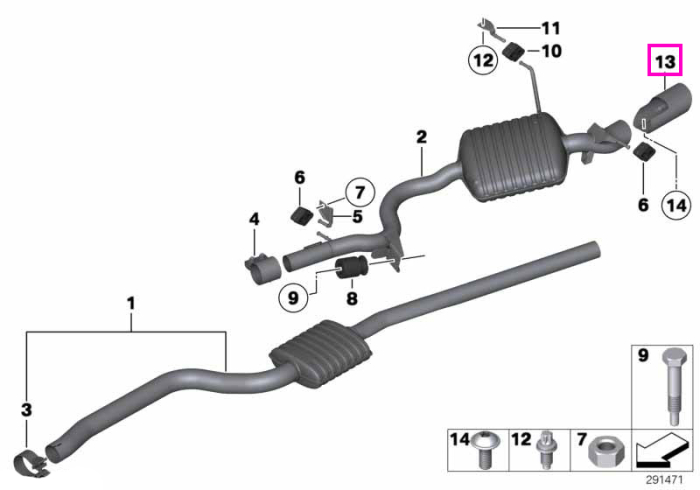 Ornament final sistem evacuare aspect, aluminiu - BMW Seria 1 E81 E82 E87 E88, X1 E84