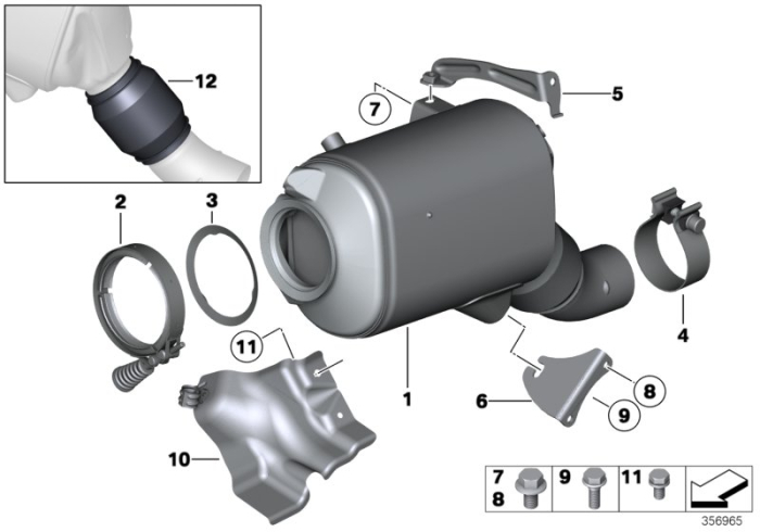 Filtru particule evacuare DPF - BMW Seria 3, 5, 6; X3; X5; X6 - Tip motor M57N2